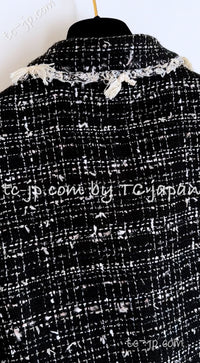 CHANEL 05C Black Creme Fringe Trimmed Tweed Jacket 36 38 シャネル ブラック クリーム フリンジトリミング ツイード ジャケット 即発