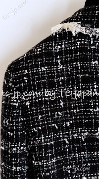 CHANEL 05C Black Creme Fringe Trimmed Tweed Jacket 36 38 シャネル ブラック クリーム フリンジトリミング ツイード ジャケット 即発