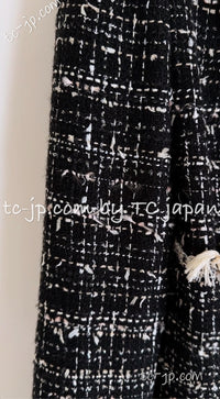CHANEL 05C Black Creme Fringe Trimmed Tweed Jacket 36 38 シャネル ブラック クリーム フリンジトリミング ツイード ジャケット 即発