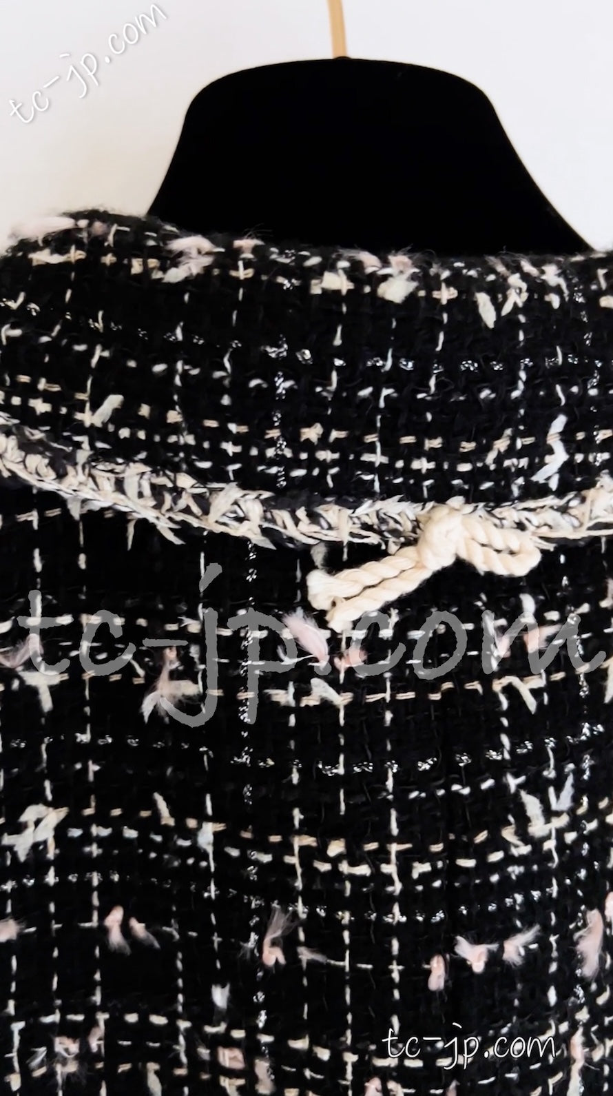 CHANEL 05C Black Creme Fringe Trimmed Tweed Jacket 36 38 シャネル ブラック クリーム フリンジトリミング ツイード ジャケット 即発