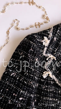 CHANEL 05C Black Creme Fringe Trimmed Tweed Jacket 36 38 シャネル ブラック クリーム フリンジトリミング ツイード ジャケット 即発