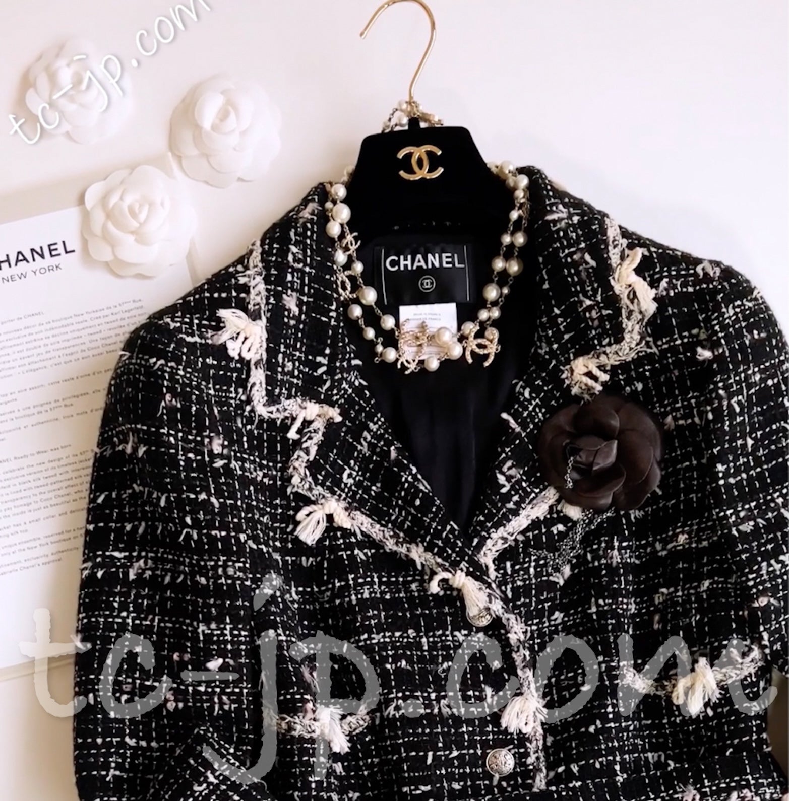 CHANEL 05C Black Creme Fringe Trimmed Tweed Jacket 36 38 シャネル ブラック クリーム フリンジトリミング ツイード ジャケット 即発