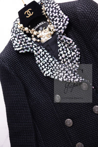 CHANEL 10PF Black Silk Wool Sequin Embellished Trim Tweed Double Jacket 38 シャネル ブラック シルク ウール スパンコール ツイード ダブル ジャケット 即発