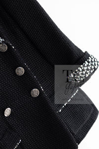 CHANEL 10PF Black Silk Wool Sequin Embellished Trim Tweed Double Jacket 38 シャネル ブラック シルク ウール スパンコール ツイード ダブル ジャケット 即発