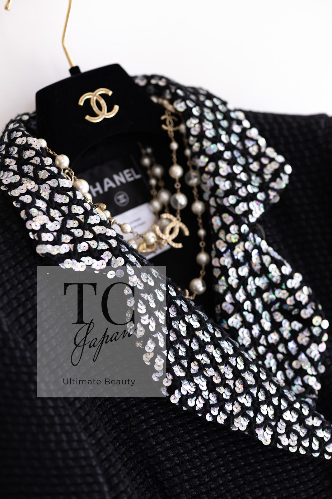 CHANEL 10PF Black Silk Wool Sequin Embellished Trim Tweed Double Jacket 38 シャネル ブラック シルク ウール スパンコール ツイード ダブル ジャケット 即発