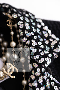 CHANEL 10PF Black Silk Wool Sequin Embellished Trim Tweed Double Jacket 38 シャネル ブラック シルク ウール スパンコール ツイード ダブル ジャケット 即発