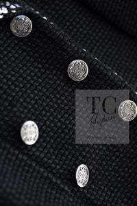 CHANEL 10PF Black Silk Wool Sequin Embellished Trim Tweed Double Jacket 38 シャネル ブラック シルク ウール スパンコール ツイード ダブル ジャケット 即発