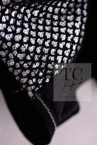 CHANEL 10PF Black Silk Wool Sequin Embellished Trim Tweed Double Jacket 38 シャネル ブラック シルク ウール スパンコール ツイード ダブル ジャケット 即発