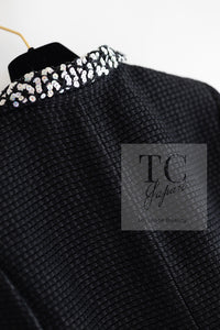 CHANEL 10PF Black Silk Wool Sequin Embellished Trim Tweed Double Jacket 38 シャネル ブラック シルク ウール スパンコール ツイード ダブル ジャケット 即発