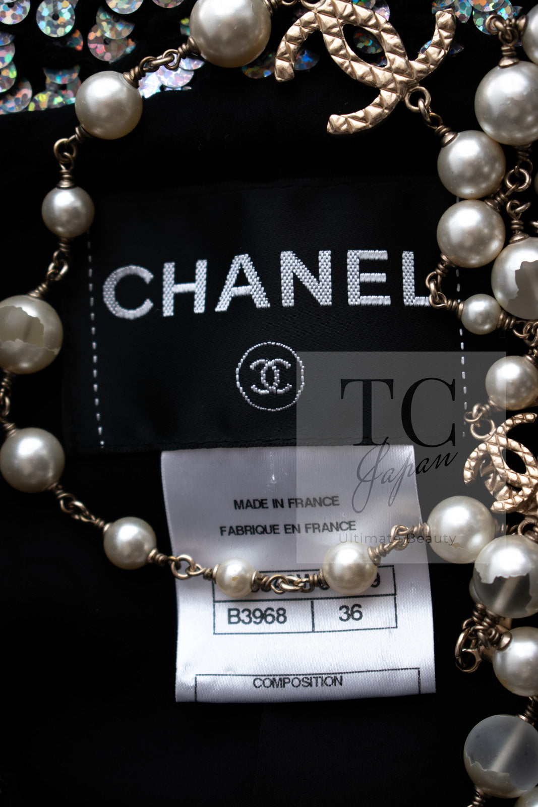 CHANEL 10PF Black Silk Wool Sequin Embellished Trim Tweed Double Jacket 38 シャネル ブラック シルク ウール スパンコール ツイード ダブル ジャケット 即発