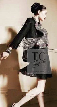 CHANEL 10PF Black Silk Wool Sequin Embellished Trim Tweed Double Jacket 38 シャネル ブラック シルク ウール スパンコール ツイード ダブル ジャケット 即発