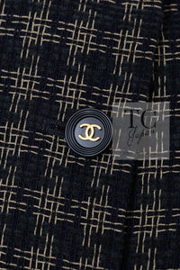 CHANEL 95A Vintage Black Beige Check Wool Tape Ribbon Tweed Jacket CC Button 36 38 シャネル ヴィンテージ ブラック ベージュ チェック 千鳥格子 柄 ウール テープ リボン ツイード ジャケット CCボタン 即発