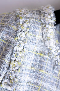 CHANEL 09S Light Gray Mint Cotton Wool Tweed Jacket 36 シャネル ライト グレー ミント コットン ウール ツイード ジャケット 即発