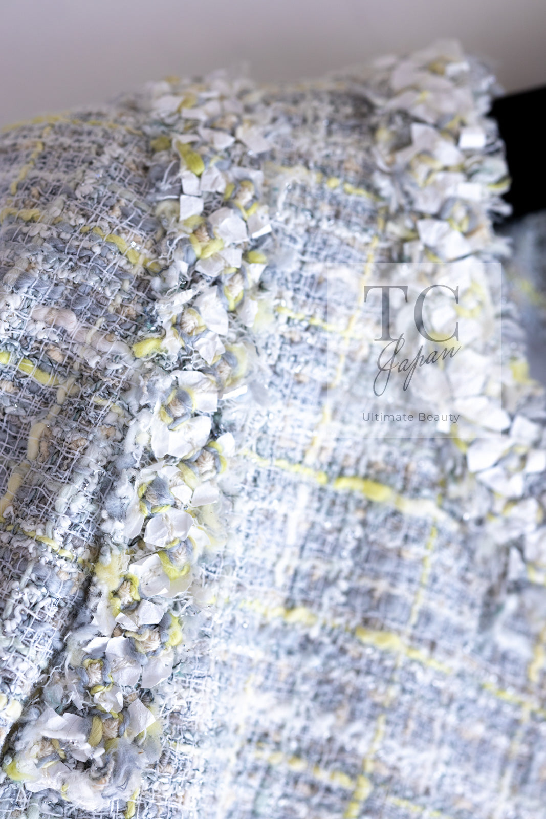 CHANEL 09S Light Gray Mint Cotton Wool Tweed Jacket 36 シャネル ライト グレー ミント コットン ウール ツイード ジャケット 即発