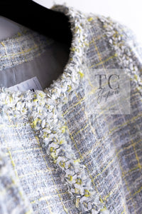 CHANEL 09S Light Gray Mint Cotton Wool Tweed Jacket 36 シャネル ライト グレー ミント コットン ウール ツイード ジャケット 即発