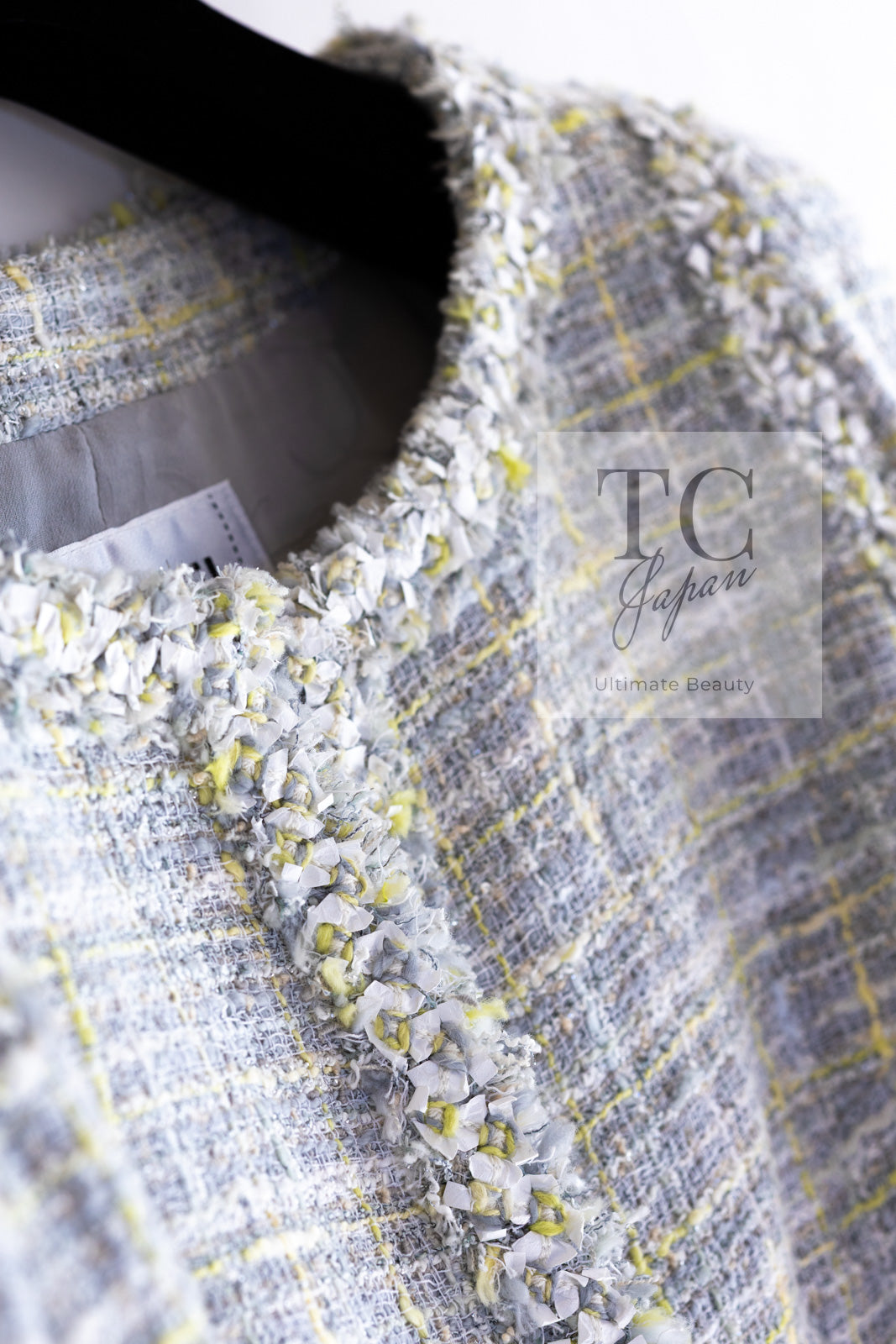 CHANEL 09S Light Gray Mint Cotton Wool Tweed Jacket 36 シャネル ライト グレー ミント コットン ウール ツイード ジャケット 即発
