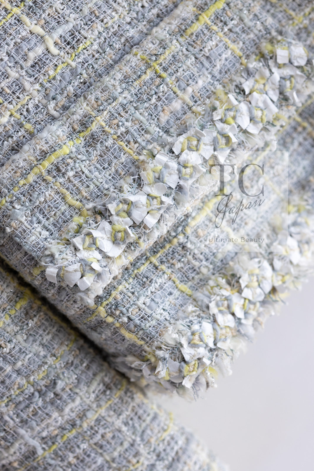 CHANEL 09S Light Gray Mint Cotton Wool Tweed Jacket 36 シャネル ライト グレー ミント コットン ウール ツイード ジャケット 即発