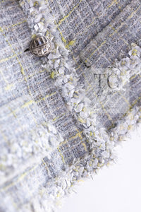 CHANEL 09S Light Gray Mint Cotton Wool Tweed Jacket 36 シャネル ライト グレー ミント コットン ウール ツイード ジャケット 即発