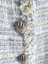 CHANEL 09S Light Gray Mint Cotton Wool Tweed Jacket 36 シャネル ライト グレー ミント コットン ウール ツイード ジャケット 即発