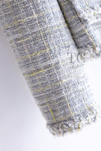 CHANEL 09S Light Gray Mint Cotton Wool Tweed Jacket 36 シャネル ライト グレー ミント コットン ウール ツイード ジャケット 即発