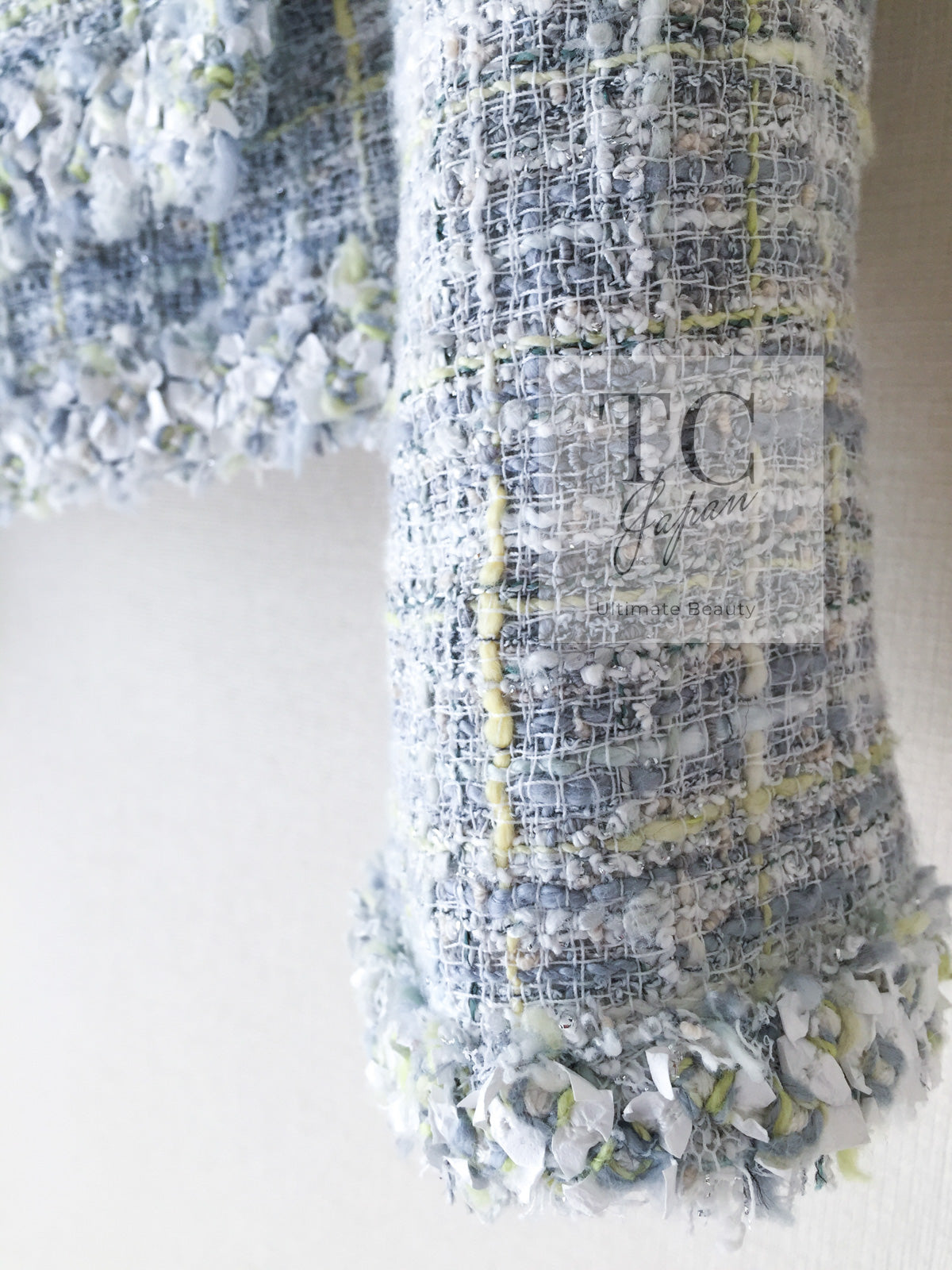 CHANEL 09S Light Gray Mint Cotton Wool Tweed Jacket 36 シャネル ライト グレー ミント コットン ウール ツイード ジャケット 即発