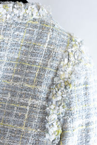 CHANEL 09S Light Gray Mint Cotton Wool Tweed Jacket 36 シャネル ライト グレー ミント コットン ウール ツイード ジャケット 即発