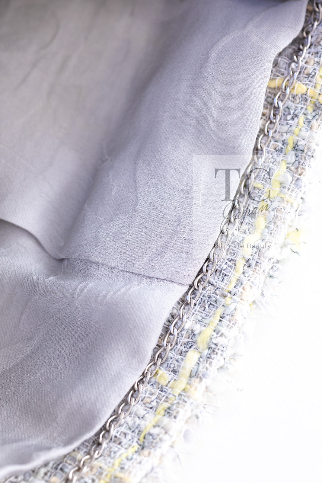 CHANEL 09S Light Gray Mint Cotton Wool Tweed Jacket 36 シャネル ライト グレー ミント コットン ウール ツイード ジャケット 即発