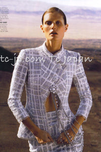 CHANEL 09S Light Gray Mint Cotton Wool Tweed Jacket 36 シャネル ライト グレー ミント コットン ウール ツイード ジャケット 即発