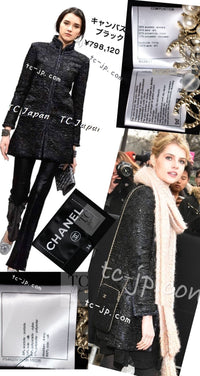 CHANEL 16B Black Navy Metallic Camellia Jacket Coat 34 36 シャネル ブラック ネイビー メタリック カメリア 3D ジャケット コート 即発