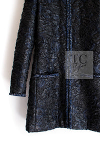 CHANEL 16B Black Navy Metallic Camellia Jacket Coat 34 36 シャネル ブラック ネイビー メタリック カメリア 3D ジャケット コート 即発