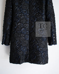 CHANEL 16B Black Navy Metallic Camellia Jacket Coat 34 36 シャネル ブラック ネイビー メタリック カメリア 3D ジャケット コート 即発
