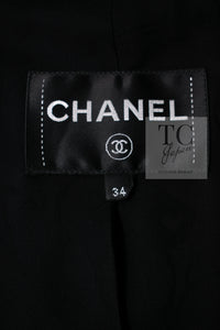 CHANEL 16B Black Navy Metallic Camellia Jacket Coat 34 36 シャネル ブラック ネイビー メタリック カメリア 3D ジャケット コート 即発