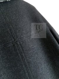 CHANEL 14B Gray Metallic Wool Cashmere Coat 36 38 40 シャネル グレー メタリック ウール カシミア ふんわり 艶やか ツイード コート 即発