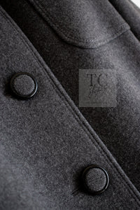 CHANEL 14B Gray Metallic Wool Cashmere Coat 36 38 40 シャネル グレー メタリック ウール カシミア ふんわり 艶やか ツイード コート 即発