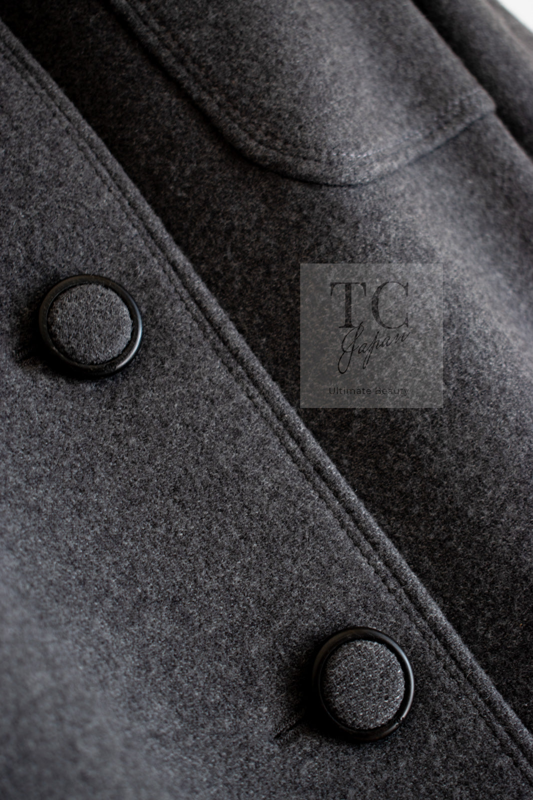 CHANEL 14B Gray Metallic Wool Cashmere Coat 36 38 40 シャネル グレー メタリック ウール カシミア ふんわり 艶やか ツイード コート 即発