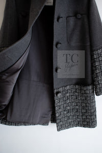 CHANEL 14B Gray Metallic Wool Cashmere Coat 36 38 40 シャネル グレー メタリック ウール カシミア ふんわり 艶やか ツイード コート 即発