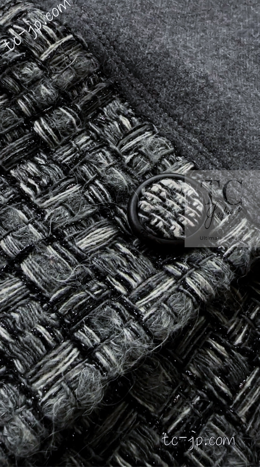 CHANEL 14B Gray Metallic Wool Cashmere Coat 36 38 40 シャネル グレー メタリック ウール カシミア ふんわり 艶やか ツイード コート 即発