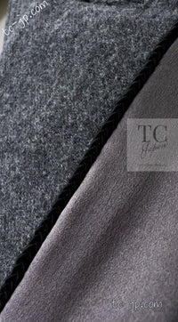 CHANEL 14B Gray Metallic Wool Cashmere Coat 36 38 40 シャネル グレー メタリック ウール カシミア ふんわり 艶やか ツイード コート 即発