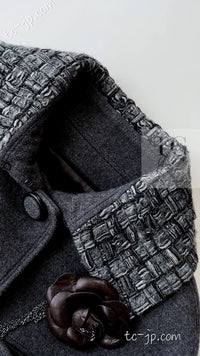 CHANEL 14B Gray Metallic Wool Cashmere Coat 36 38 40 シャネル グレー メタリック ウール カシミア ふんわり 艶やか ツイード コート 即発