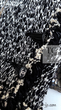 CHANEL 11A Black Gray Wool Hooded Duffle Tweed Coat 36 38 シャネル ブラック グレー ウール ダッフル フード ツイード コート 即発
