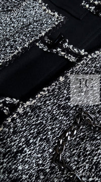 CHANEL 11A Black Gray Wool Hooded Duffle Tweed Coat 36 38 シャネル ブラック グレー ウール ダッフル フード ツイード コート 即発