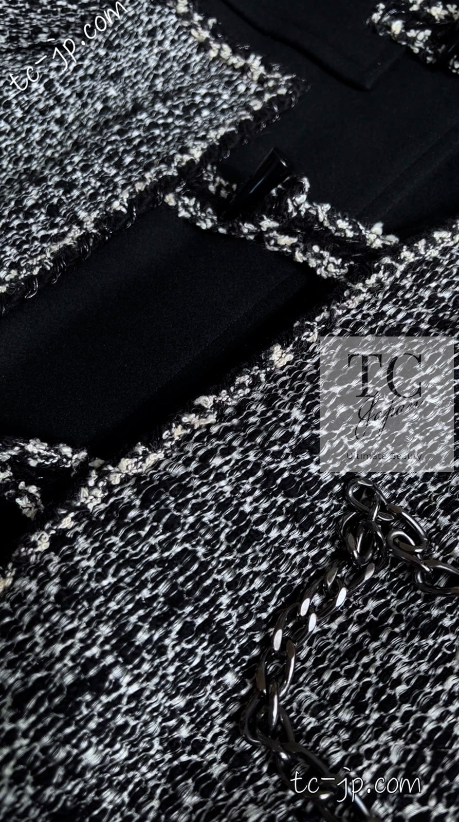 CHANEL 11A Black Gray Wool Hooded Duffle Tweed Coat 36 38 シャネル ブラック グレー ウール ダッフル フード ツイード コート 即発