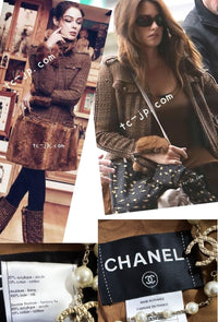 CHANEL 10A Brown Fantasy Faux Tweed Jacket Coat Penelope Cruz 34 36 38 シャネル ブラウン ファンタジー ファー ツイード ロング ジャケット コート ペネロペ クルス 着 即発
