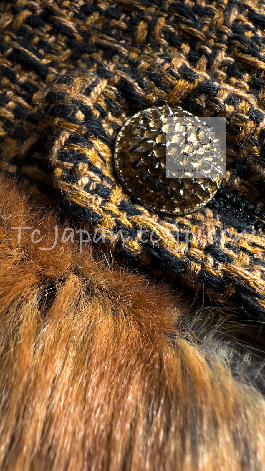 CHANEL 10A Brown Fantasy Faux Tweed Jacket Coat Penelope Cruz 34 36 38 シャネル ブラウン ファンタジー ファー ツイード ロング ジャケット コート ペネロペ クルス 着 即発