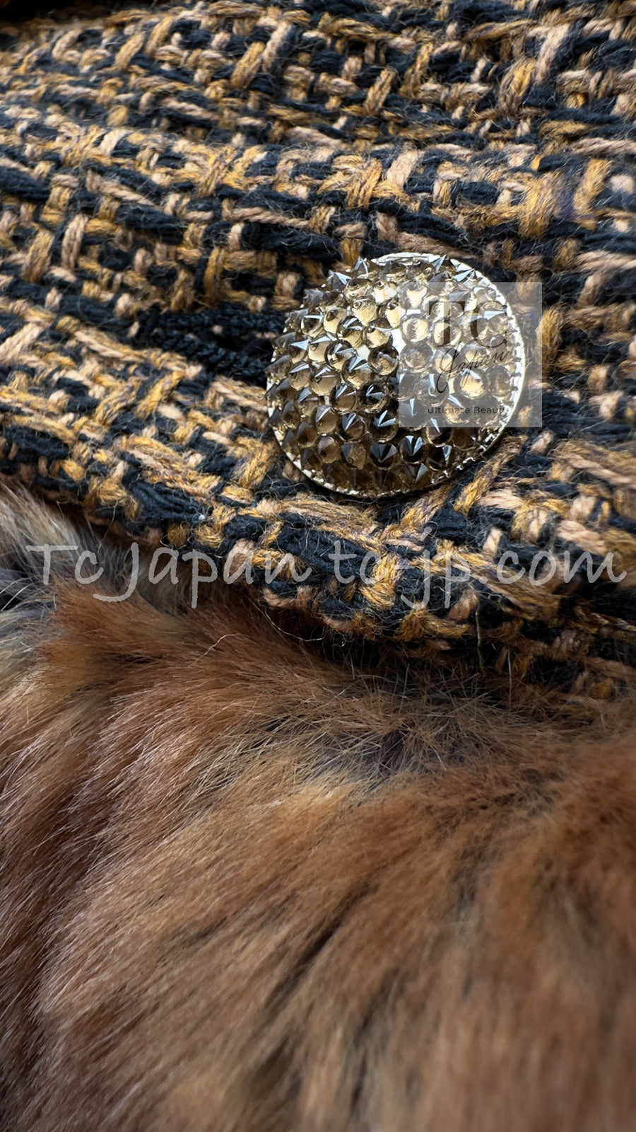 CHANEL 10A Brown Fantasy Faux Tweed Jacket Coat Penelope Cruz 34 36 38 シャネル ブラウン ファンタジー ファー ツイード ロング ジャケット コート ペネロペ クルス 着 即発