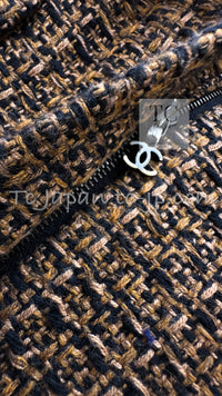 CHANEL 10A Brown Fantasy Faux Tweed Jacket Coat Penelope Cruz 34 36 38 シャネル ブラウン ファンタジー ファー ツイード ロング ジャケット コート ペネロペ クルス 着 即発