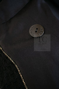 CHANEL 11PF Black Square Jeweled Button Wool Tweed Jacket Coat 36 38 シャネル ブラック スクエア グリポワ ボタン ウール ツイード ジャケット コート 即発