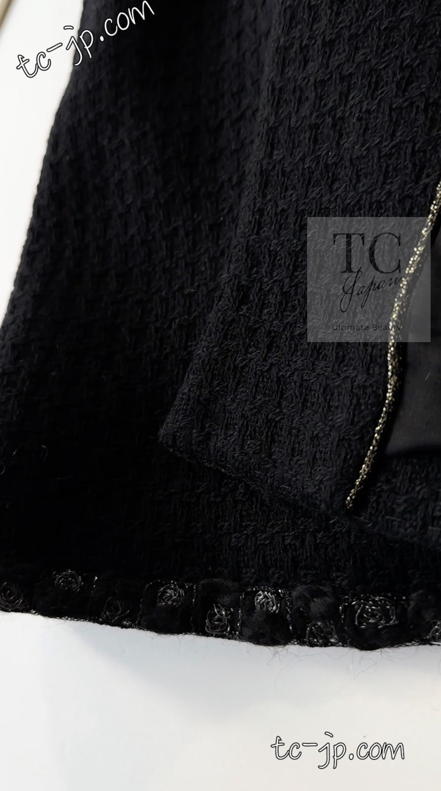 CHANEL 11PF Black Square Jeweled Button Wool Tweed Jacket Coat 36 38 シャネル ブラック スクエア グリポワ ボタン ウール ツイード ジャケット コート 即発