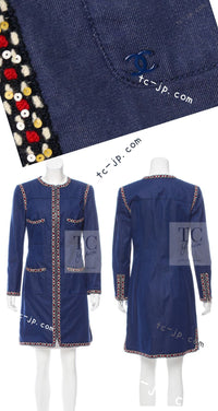 CHANEL 04A Blue Cotton Denim Zipper Dress Coat 38 シャネル ブルー コットン デニム ジッパー ワンピース コート 即発