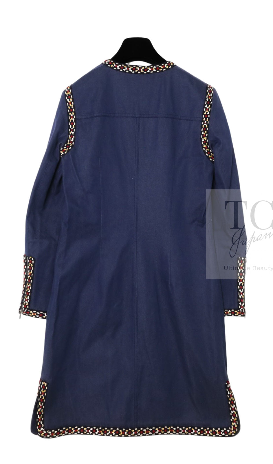 CHANEL 04A Blue Cotton Denim Zipper Dress Coat 38 シャネル ブルー コットン デニム ジッパー ワンピース コート 即発